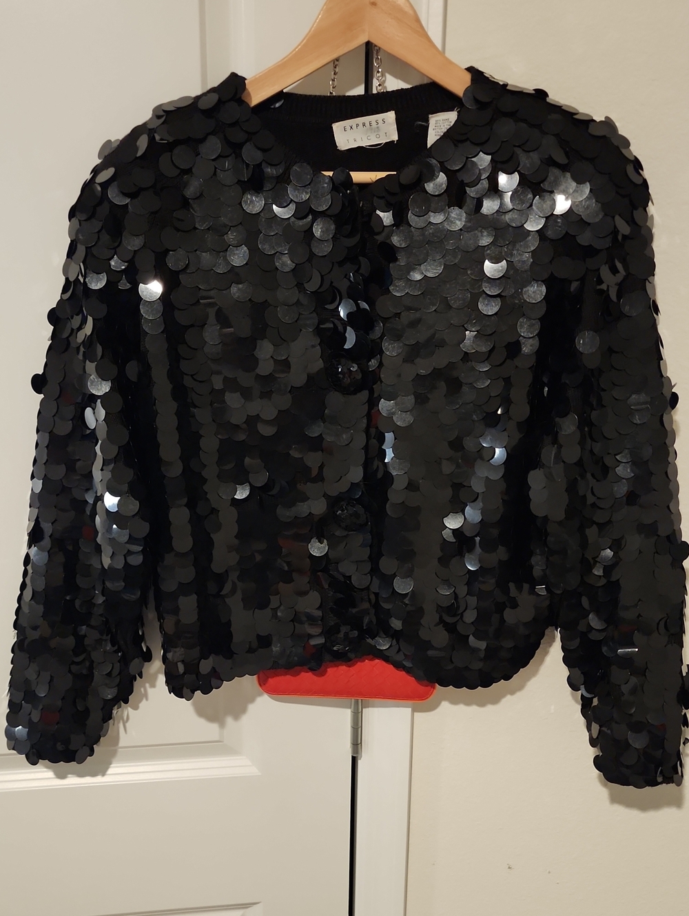 Express Black Sequin Cropped Jacket